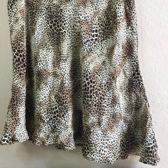 Vintage Y2K Cheetah Print McBling 2000s Silk Romantic Asymmetrical Skirt Size 12 - Picture 6 of 7